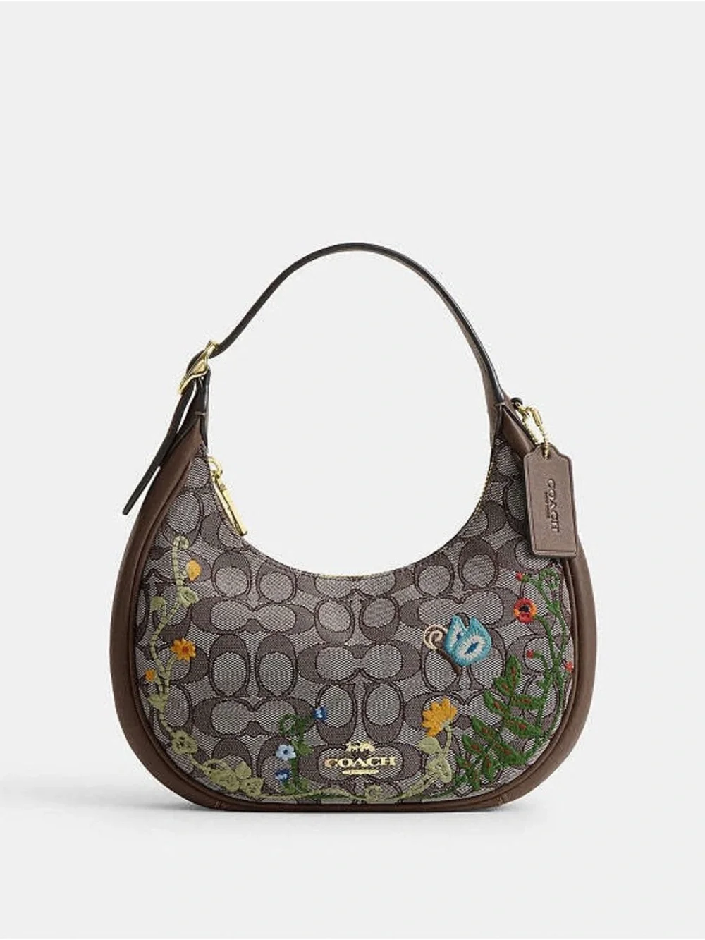 Coach Brown Signature Floral Shoulder Bag - Picture 1 of 5